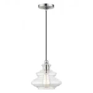 1 Light Brushed Nickel Pendant with Chrome Finish Accents