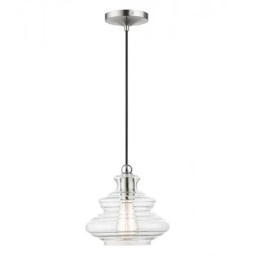 1 Light Brushed Nickel Pendant with Chrome Finish Accents