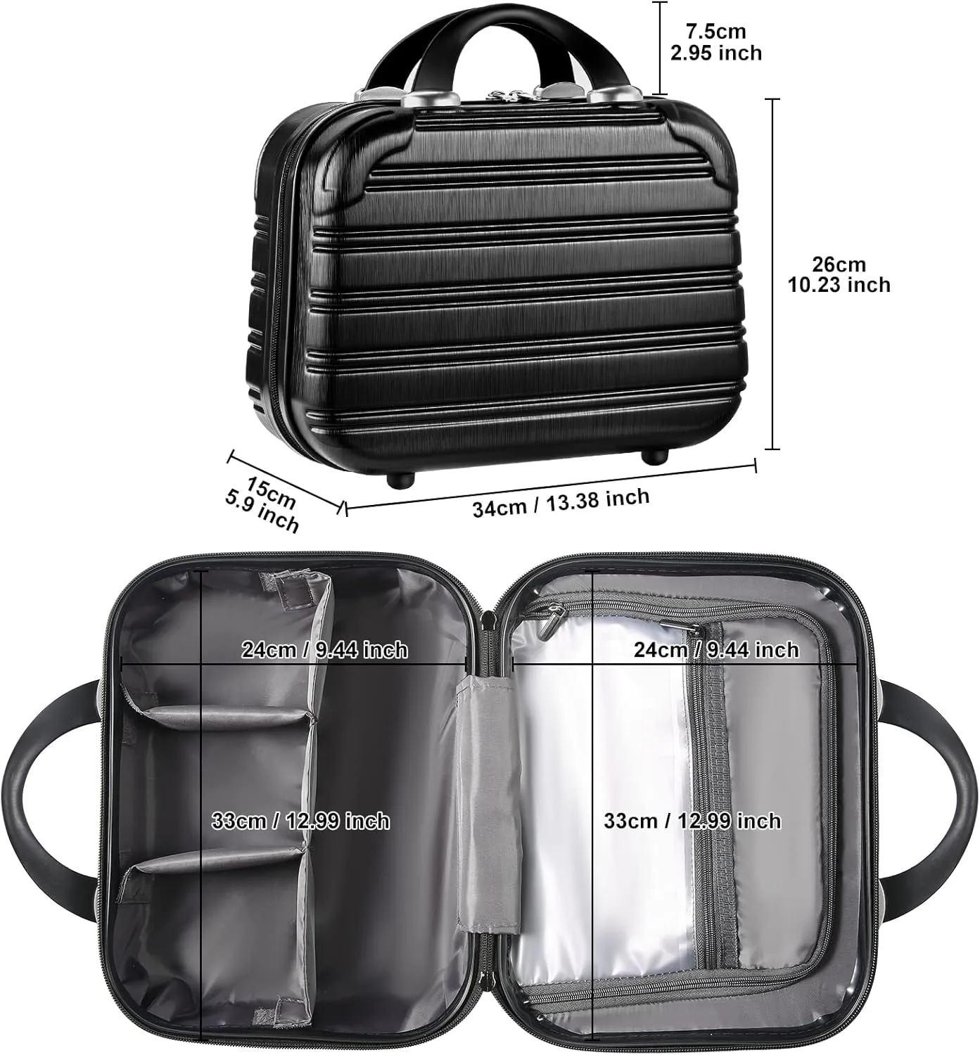 14-Inch Makeup Train Case Hardshell PC ABS Travel Cosmetic Organizer, Makeup Storage Box for Toiletry Durable Portable Gifts for Women.