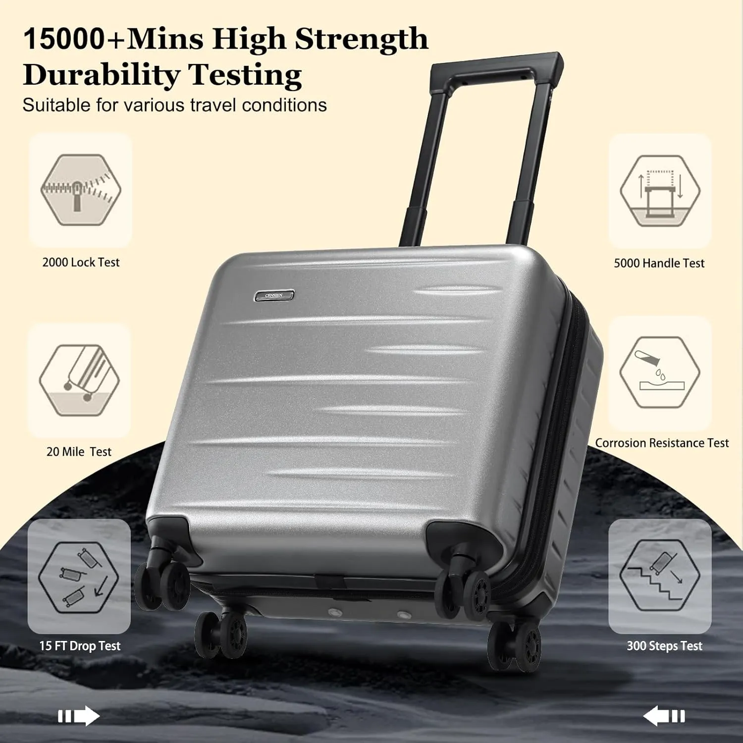 16 Inch Carry On Luggage Airline Approved, Expandable Lightweight ABS PC Hard Shell Suitcases with 360 Spinner Wheels, TSA Lock, YKK Zippers (Dark Gray, 1 PC)