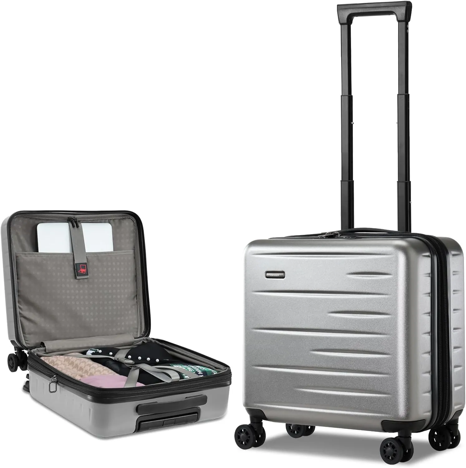 16 Inch Carry On Luggage Airline Approved, Expandable Lightweight ABS PC Hard Shell Suitcases with 360 Spinner Wheels, TSA Lock, YKK Zippers (Dark Gray, 1 PC)