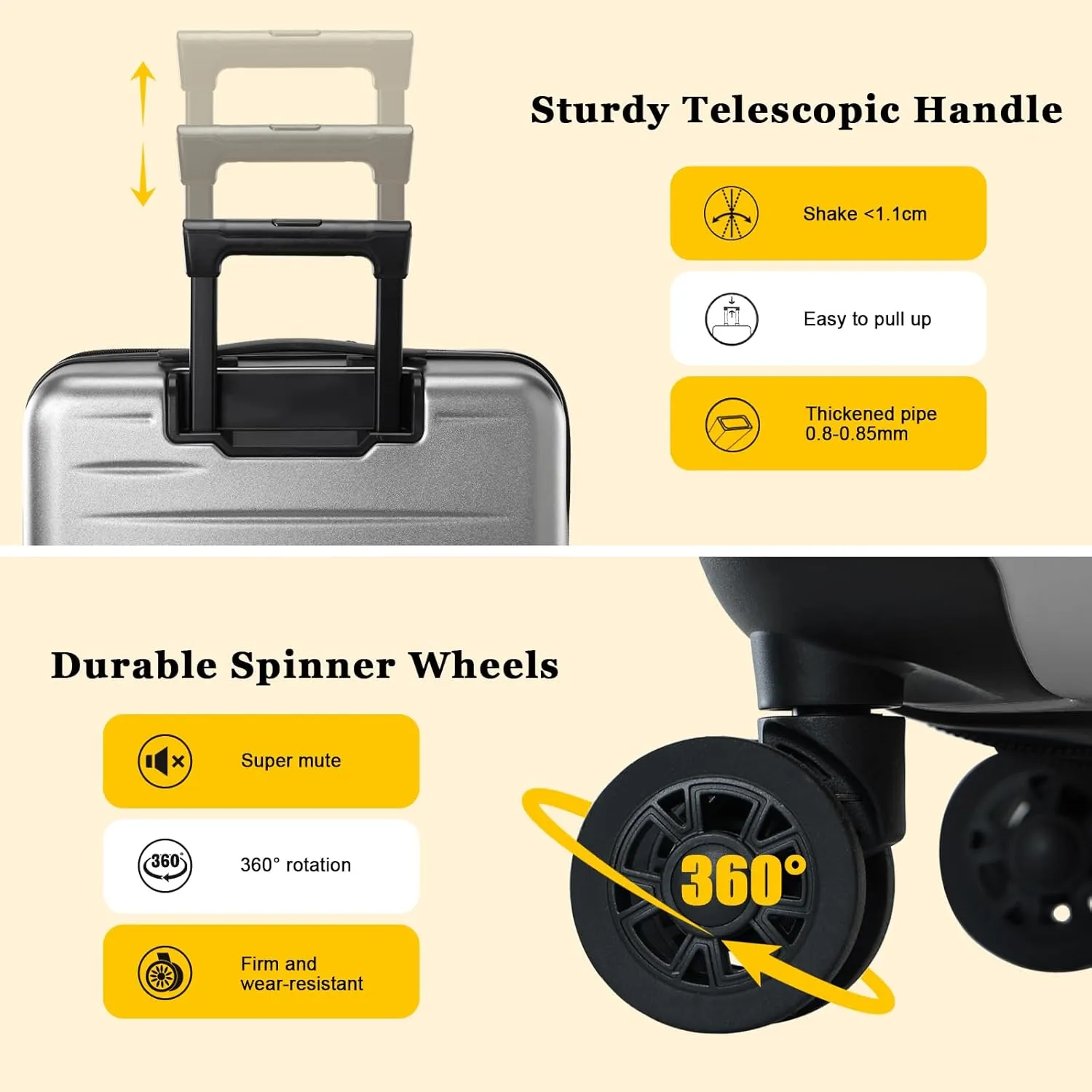 16 Inch Carry On Luggage Airline Approved, Expandable Lightweight ABS PC Hard Shell Suitcases with 360 Spinner Wheels, TSA Lock, YKK Zippers (Dark Gray, 1 PC)