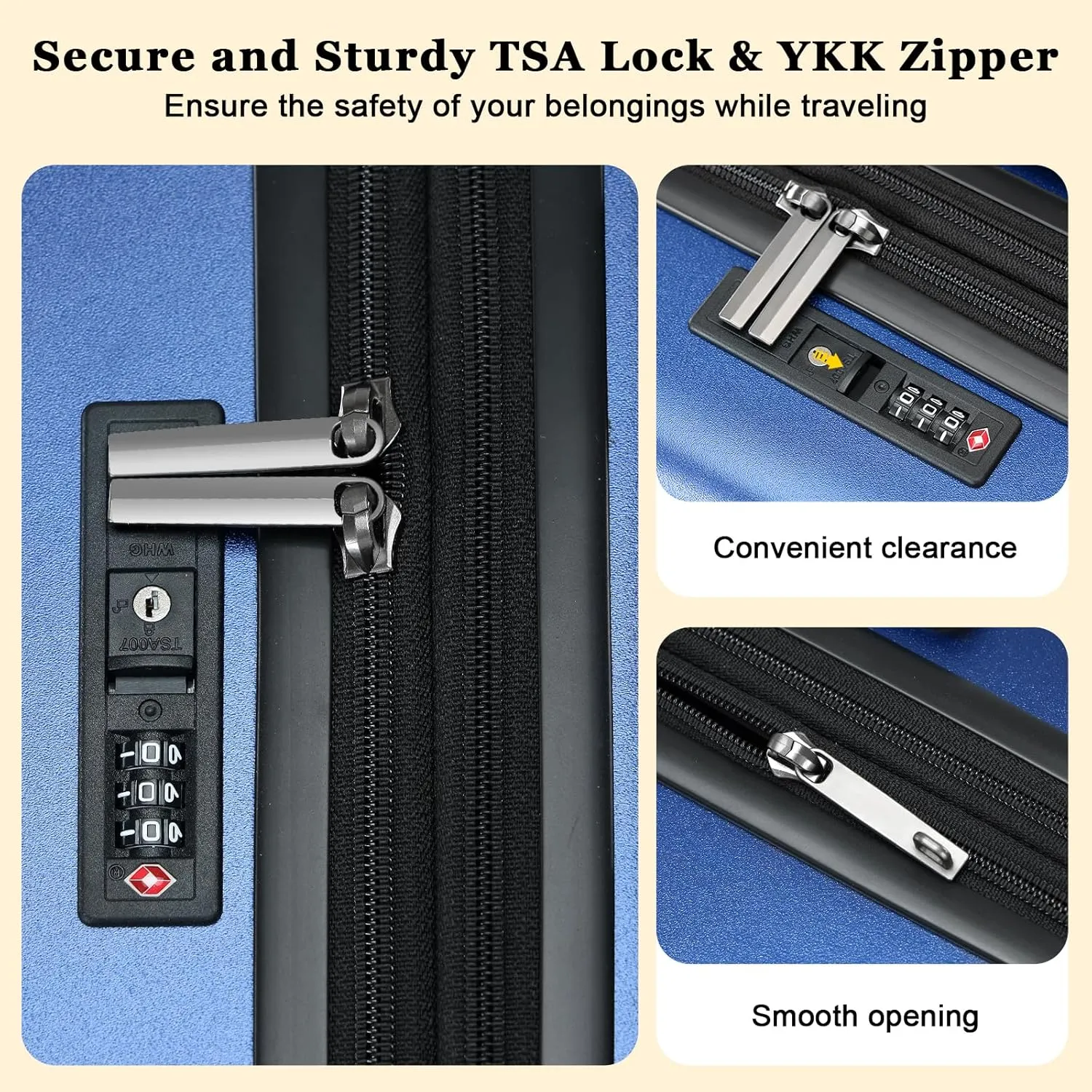 16 Inch Carry On Luggage Airline Approved, Expandable Lightweight ABS PC Hard Shell Suitcases with 360 Spinner Wheels, TSA Lock, YKK Zippers (Navy Blue, 1 PC)