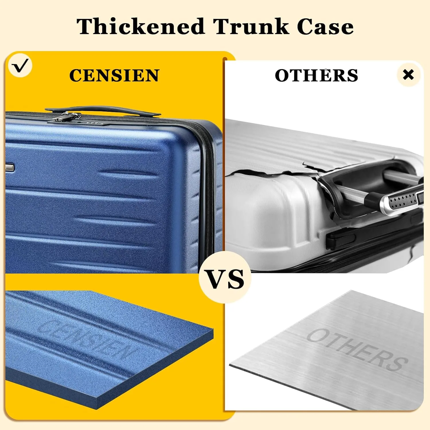 16 Inch Carry On Luggage Airline Approved, Expandable Lightweight ABS PC Hard Shell Suitcases with 360 Spinner Wheels, TSA Lock, YKK Zippers (Navy Blue, 1 PC)