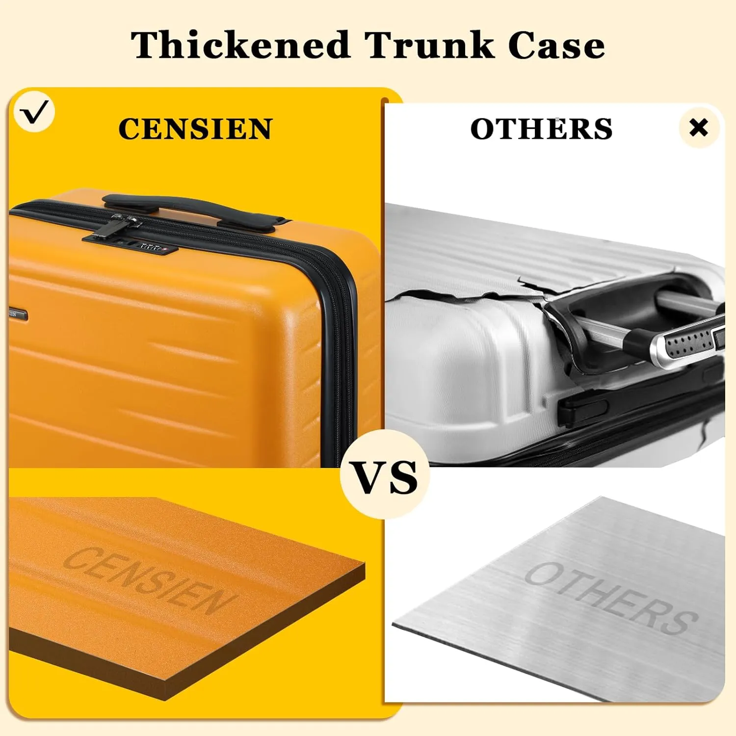 16 Inch Carry On Luggage Airline Approved, Expandable Lightweight ABS PC Hard Shell Suitcases with 360 Spinner Wheels, TSA Lock, YKK Zippers (Orange, 1 PC)
