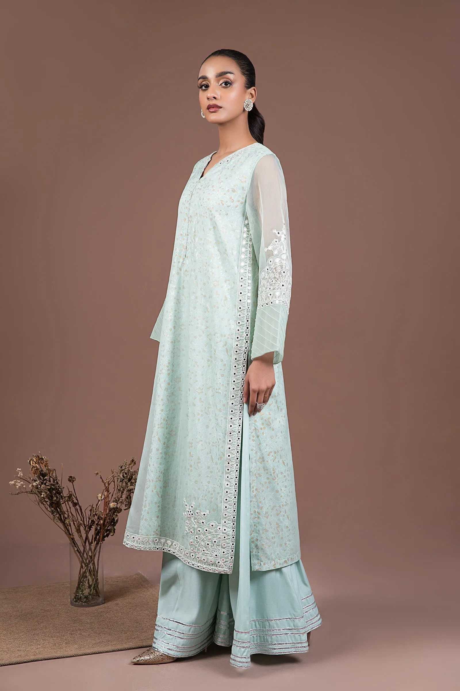 2 Pc Embroidered Organza Suit | MB-F24-503
