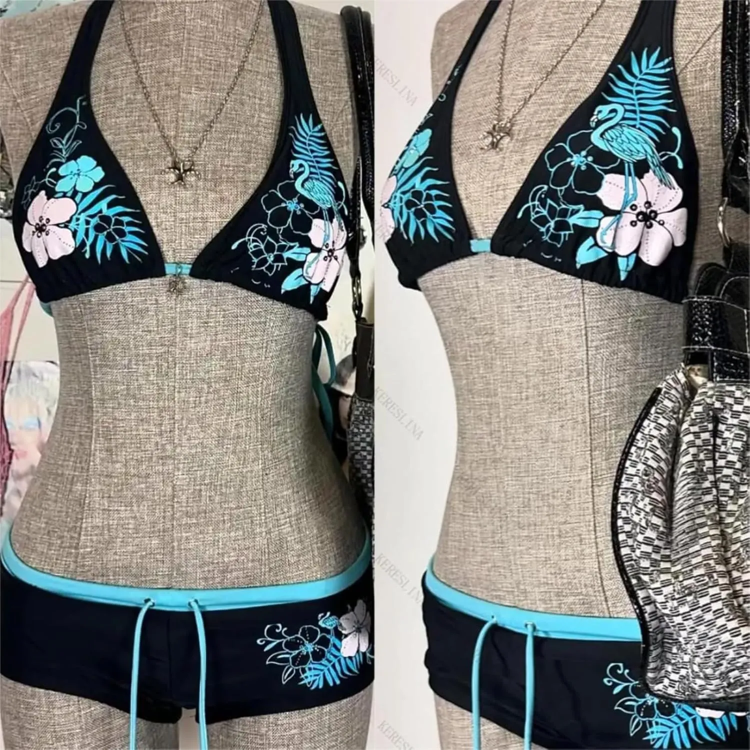 2 Piece Womens Bikini Set Y2k Halter Summer Tops Sexy Swimsuit Beach Sets Going Out Outfits 2025 Vacation Party