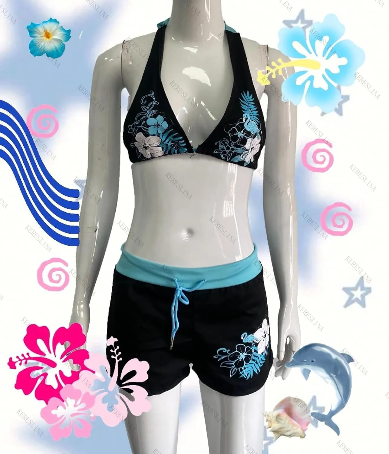 2 Piece Womens Bikini Set Y2k Halter Summer Tops Sexy Swimsuit Beach Sets Going Out Outfits 2025 Vacation Party