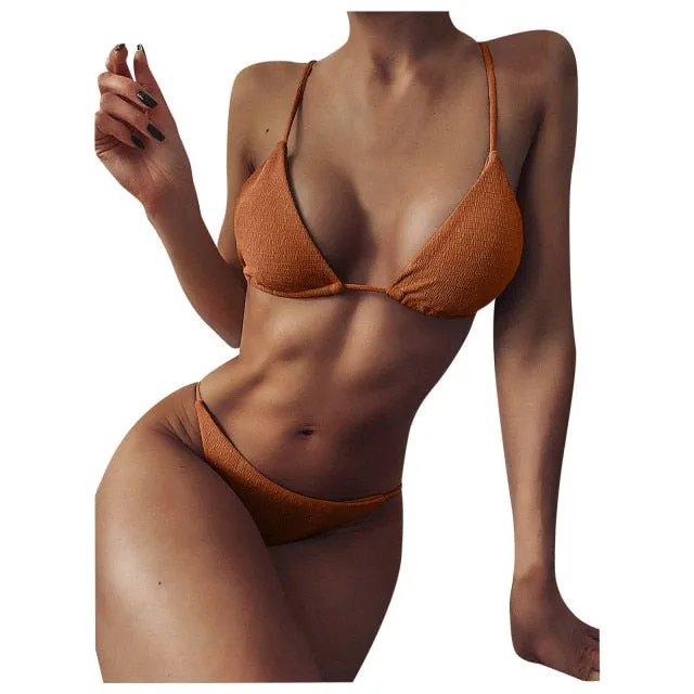2021 New High Waist Bikini Swimwear Women Swimsuit Push Up Bikinis Women Bathing Suit Biquini Halter Bikini Summer Beach Wear