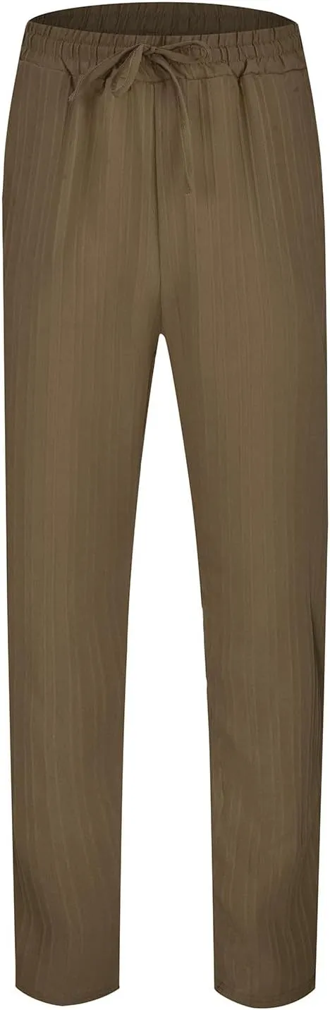 2023 Mens Linen Harem Capri Pants Plus Size Lightweight Loose Drawstring Elastic Waist Trousers Casual Beach Yoga Sweatpants