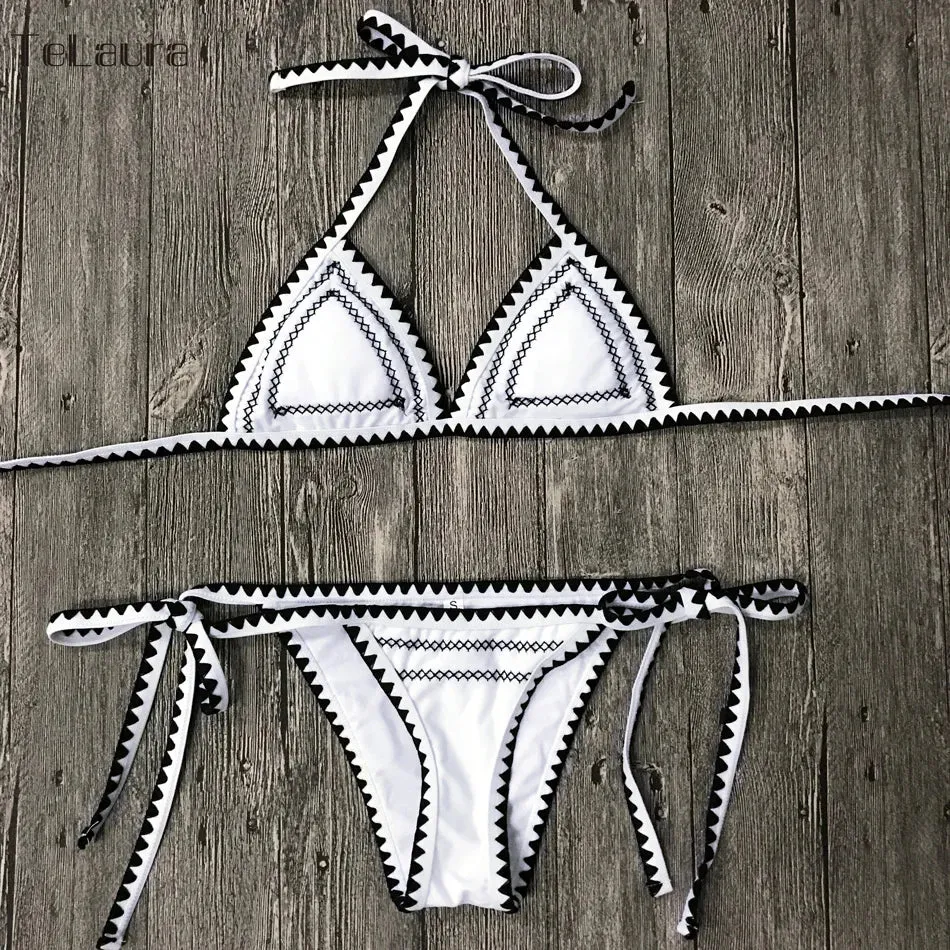 2023 New Sexy Bikinis Women Swimwear Push Up Swimsuit Halter Top Biquini Padded Bathing Suit Bandage Brazilian Bikini Set
