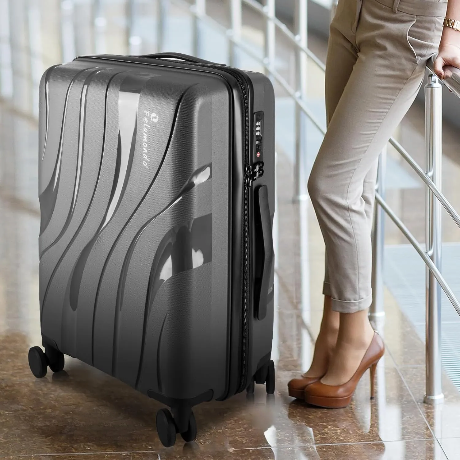 28-Inch Extra Large Lightweight Hardshell Check-In Luggage  TSA Lock, 360 Silent Spinner Wheels, Explosion-Proof Zipper  Durable Suitcase for Long Trips & Vacations (Grey)