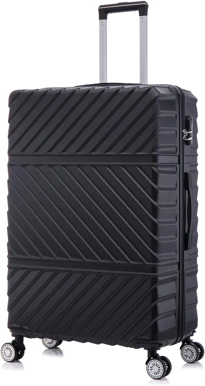 3 Piece Luggage Sets with Spinner Wheels, Hard Shell Luggage Sets & Carry On Luggage Set for Mens and Women, TSA Lock, Telescopic Handle, 20" 24" 28" (Black)
