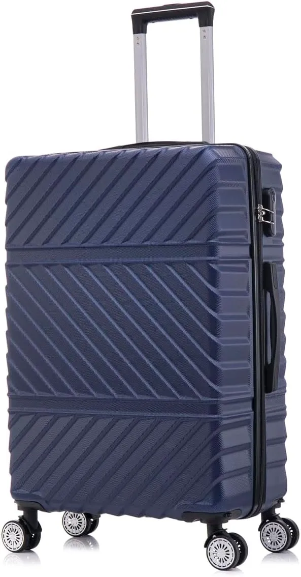 3 Piece Luggage Sets with Spinner Wheels, Hard Shell Luggage Sets & Carry On Luggage Set for Mens and Women, TSA Lock, Telescopic Handle, 20" 24" 28" (Blue)