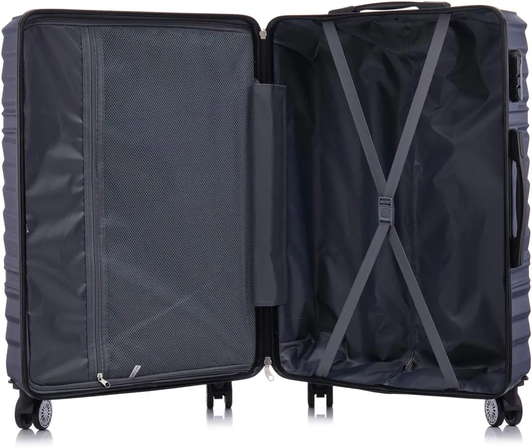 3 Piece Luggage Sets with Spinner Wheels, Hard Shell Luggage Sets & Carry On Luggage Set for Mens and Women, TSA Lock, Telescopic Handle, 20" 24" 28" (Blue)