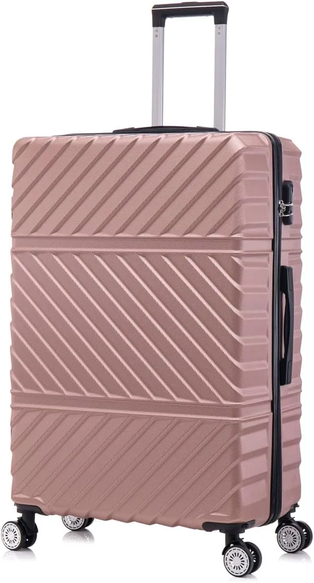 3 Piece Luggage Sets with Spinner Wheels, Hard Shell Luggage Sets & Carry On Luggage Set for Mens and Women, TSA Lock, Telescopic Handle, 20" 24" 28" (Rose Gold)