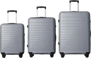 3-Piece PP Hardshell Luggage Set with Spinner Wheels & TSA Lock  20"/24"/28" Lightweight Suitcases for Carry-On & Checked Bags, Ergonomic Handles, Scratch-Resistant (DARK GREY)