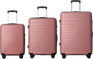 3-Piece PP Hardshell Luggage Set with Spinner Wheels & TSA Lock  20"/24"/28" Lightweight Suitcases for Carry-On & Checked Bags, Ergonomic Handles, Scratch-Resistant (Pink)