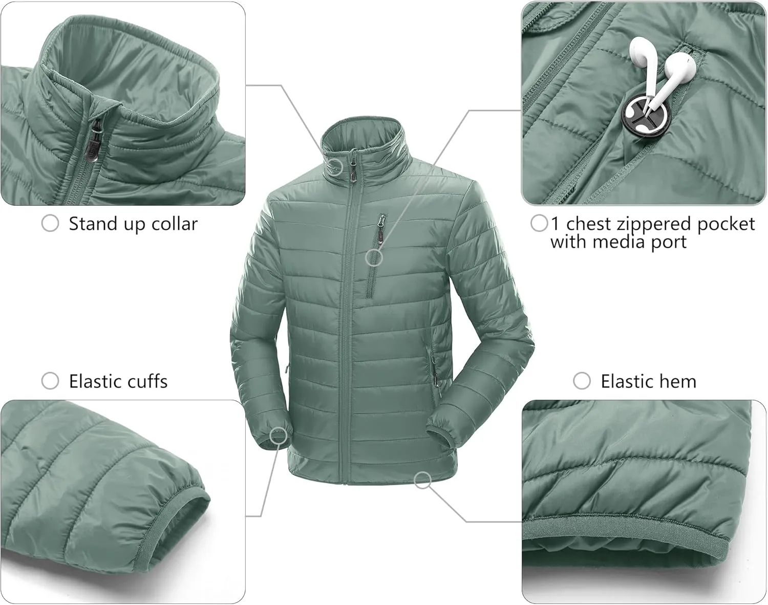 33,000ft Men's Puffer Jacket Lightweight Packable Winter Jacket