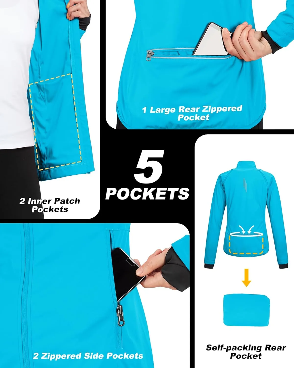 33,000ft Women's Zip Up Lightweight Athletic Workout Yoga Cycling Track Running Jacket Waterproof Windproof Reflective