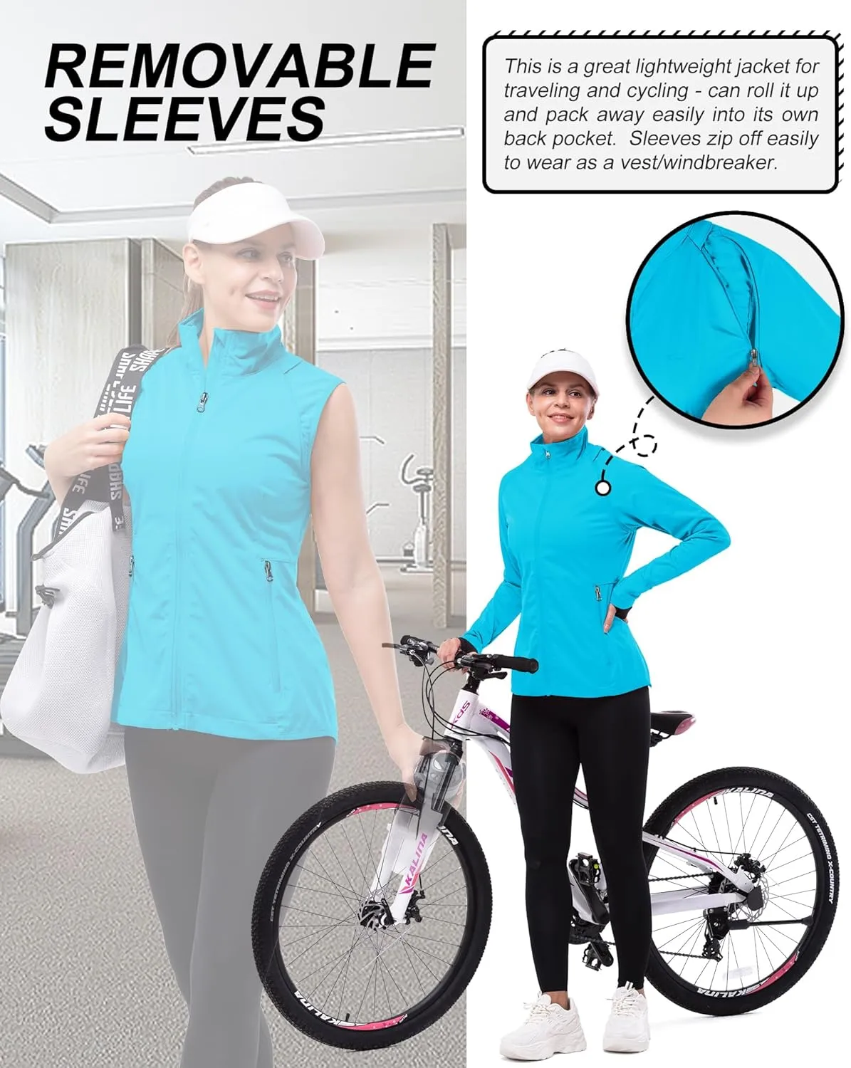 33,000ft Women's Zip Up Lightweight Athletic Workout Yoga Cycling Track Running Jacket Waterproof Windproof Reflective