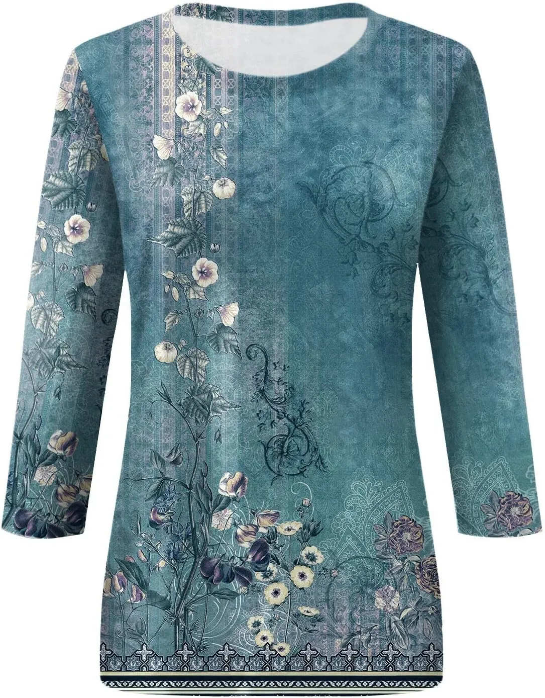 3/4 Length Sleeve Womens Tops 2025 Summer Round Neck Shirts Three Quarter Sleeve Tshirts