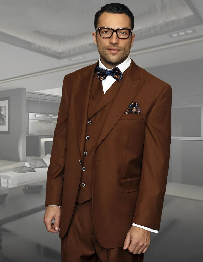 3pc Wide Leg Pants, Peak Lapel One Button With Double Breasted Vest| FLORENCE| Copper