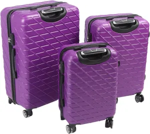 3PCS Luggage Set, Premium ABS 150kg Load Capacity Lightweight Hardshell Suitcase with TSA Lock, Spinner Wheel Luggage Set 20in 24in 28in Upright for Business Trips Travel (Purple)