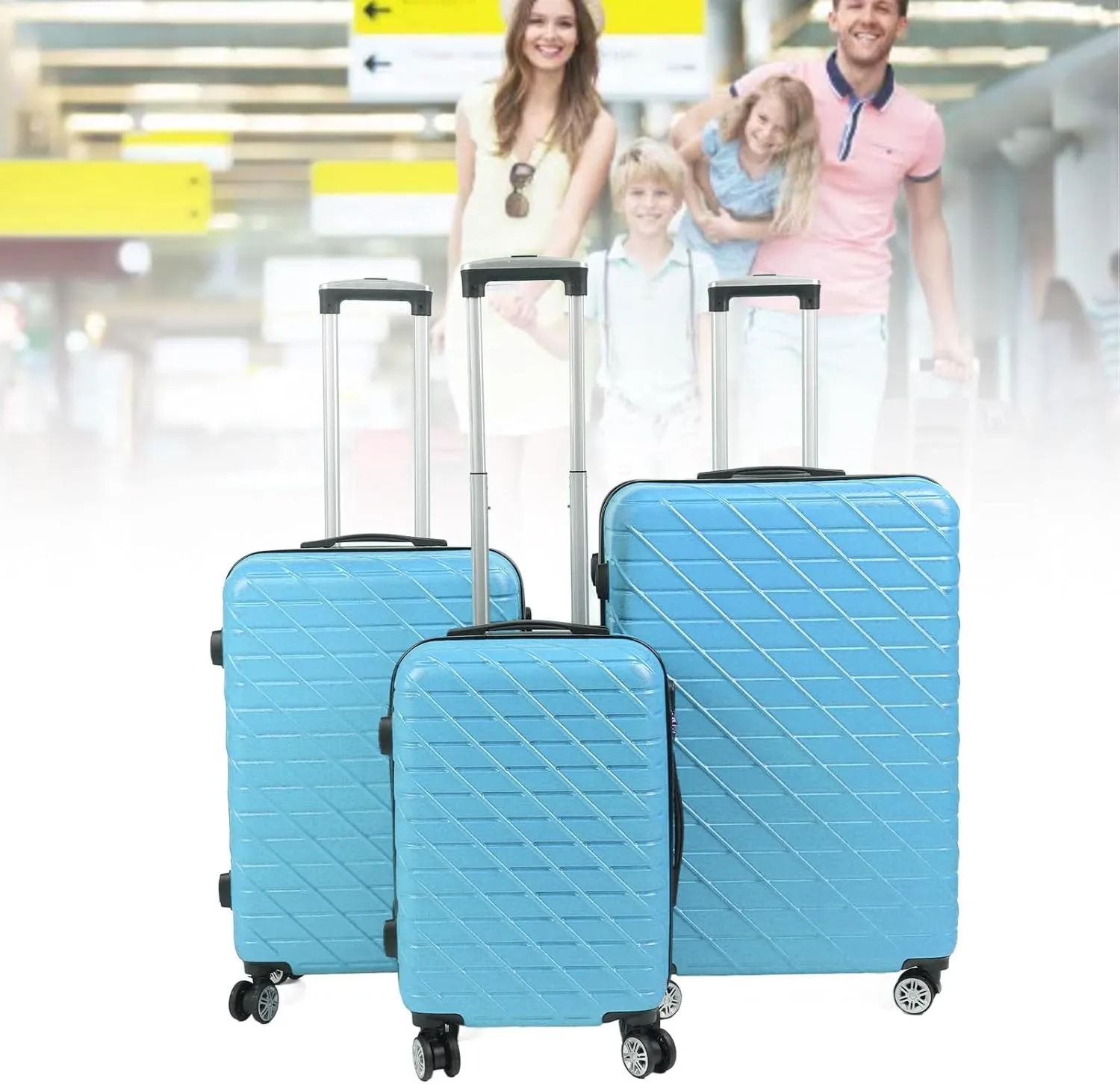 3PCS Luggage Set with Spinner Wheel Hardshell Lightweight Suitcase Sets with TSA Lock 150kg Load Capacity 20in 24in 28in Black (20in 24in 28in)