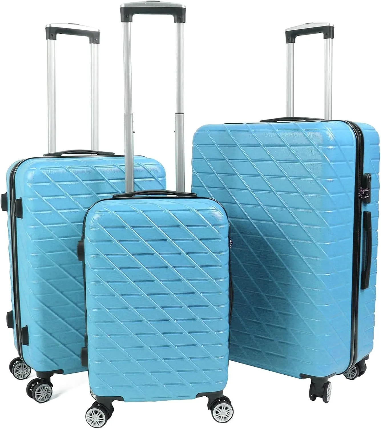 3PCS Luggage Set with Spinner Wheel Hardshell Lightweight Suitcase Sets with TSA Lock 150kg Load Capacity 20in 24in 28in Black (20in 24in 28in)