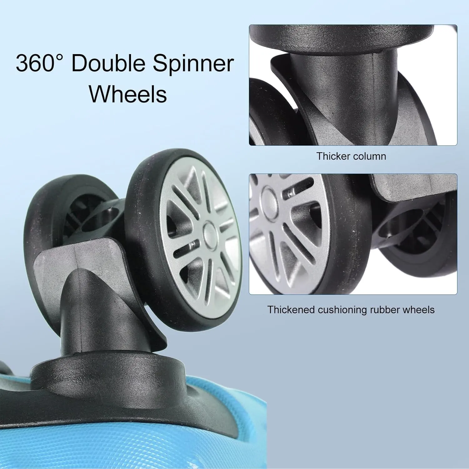 3PCS Luggage Set with Spinner Wheel Hardshell Lightweight Suitcase Sets with TSA Lock 150kg Load Capacity 20in 24in 28in Black (20in 24in 28in)