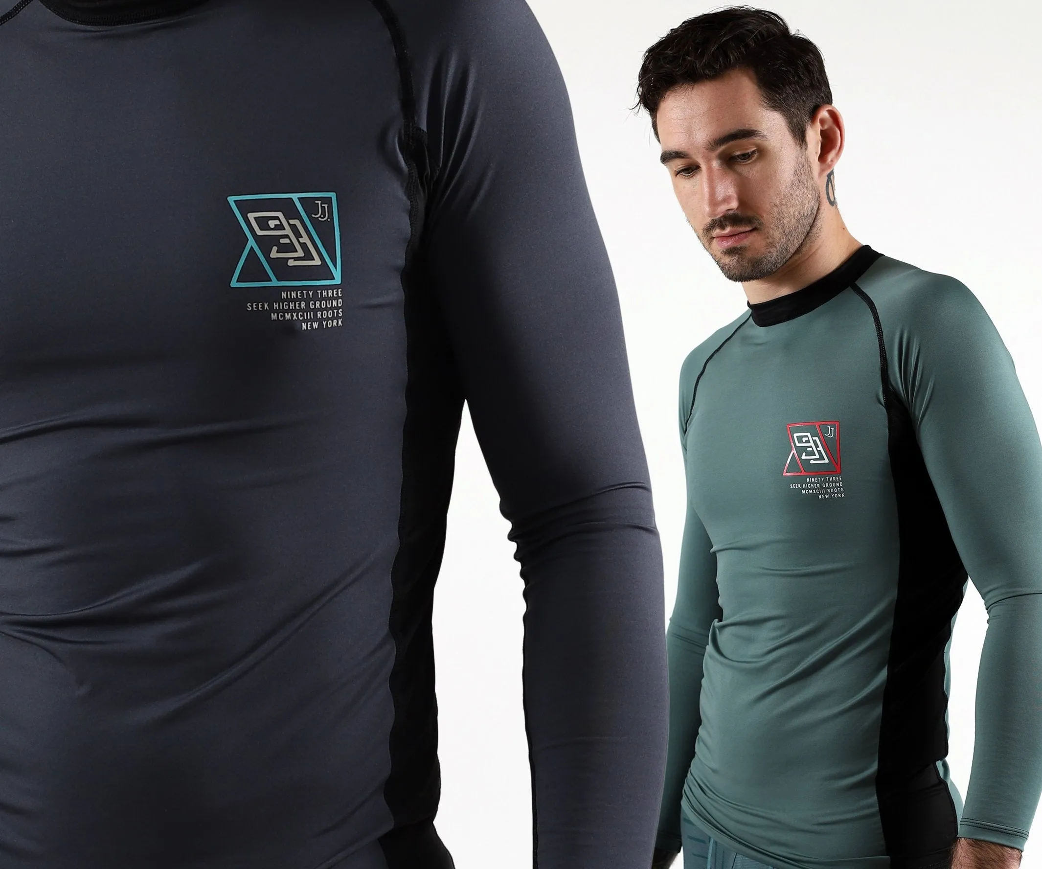 93brand Standard Issue LS Rash Guards 2-PACK (Sage Green, Slate Grey)