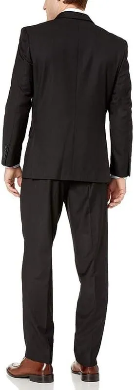 Adam Baker Men's Slim Fit Double-Breasted 2-Piece (Jacket & Pants) Wool Suit Set