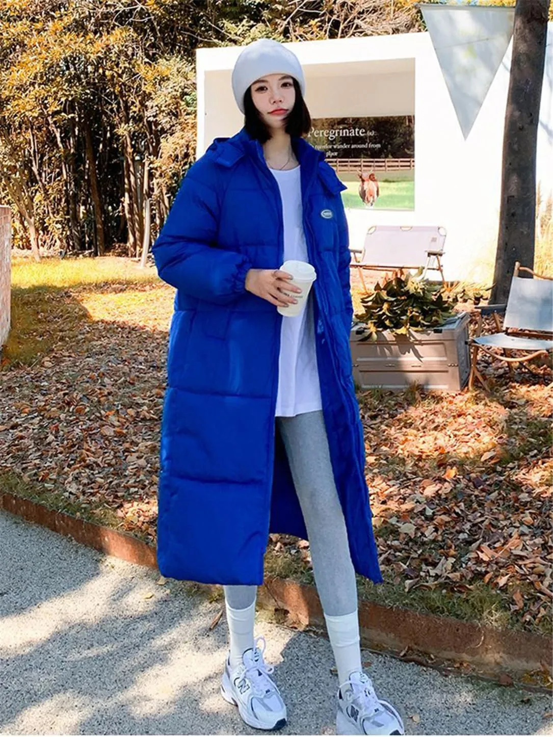 Adhdyuud Women Winter Long Parkas Hooded Thicken Warm Snow Coat Cotton Padded Windproof Outwear
