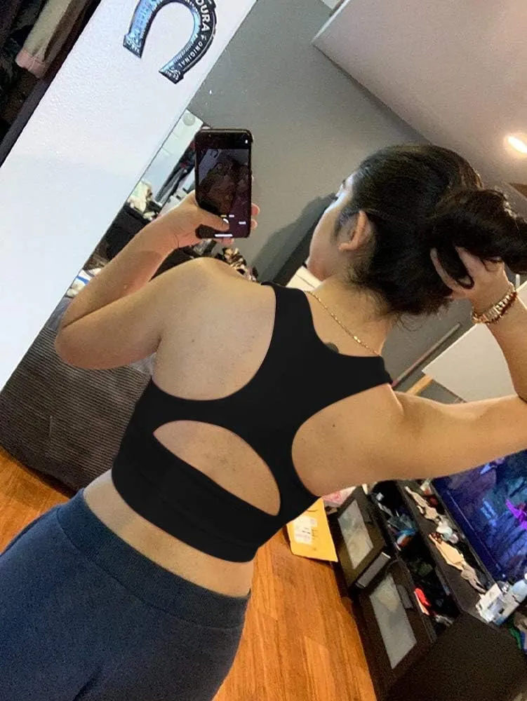 AEPEBO Sexy Crop Tops for Women Deep V Neck Back Cutout Sleeveless Plunge Racerback Tank Cropped Top