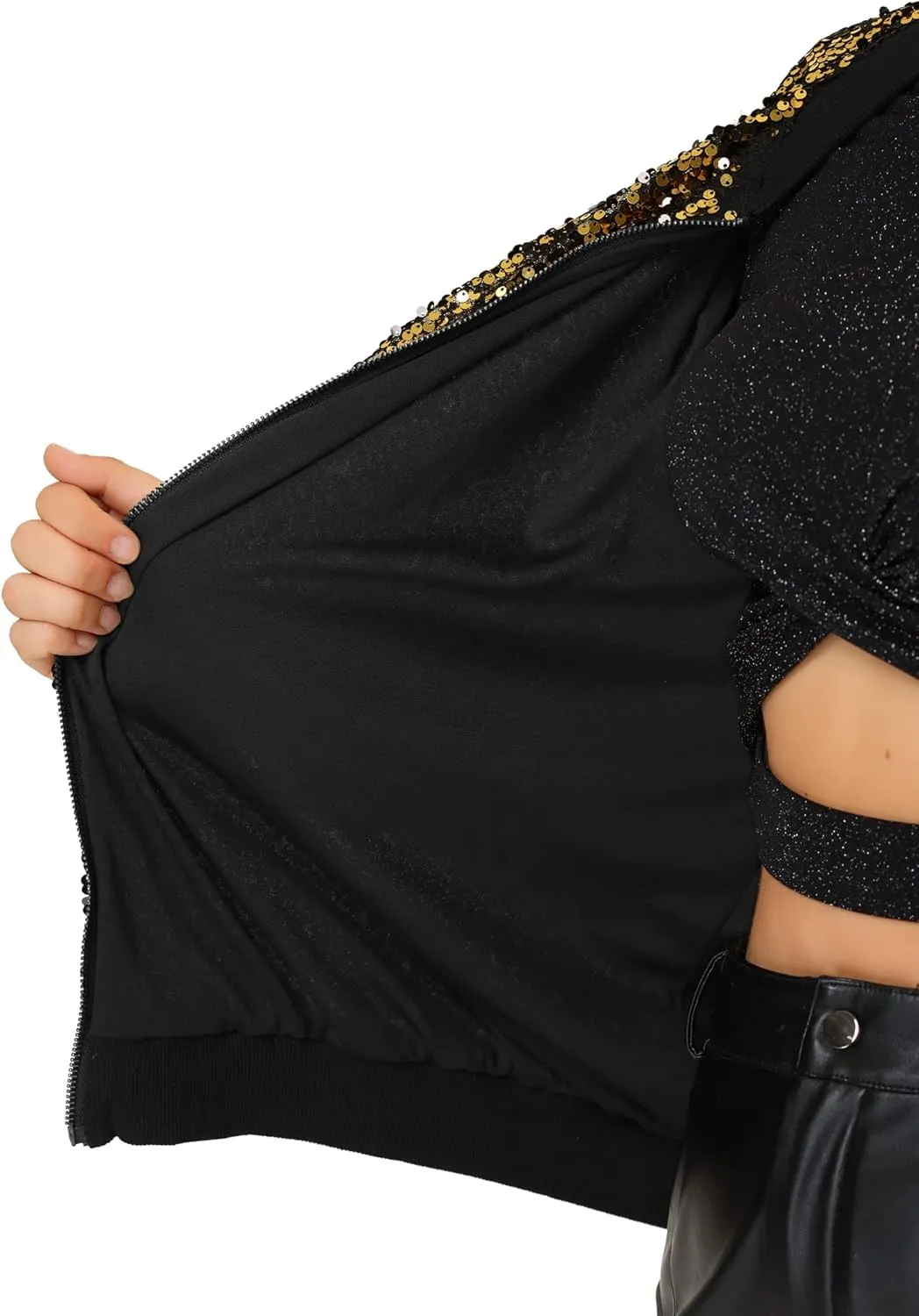 Agnes Orinda Plus Size Metallic Jacket for Women Sparkle Party 2024 Sequin Bomber Jackets