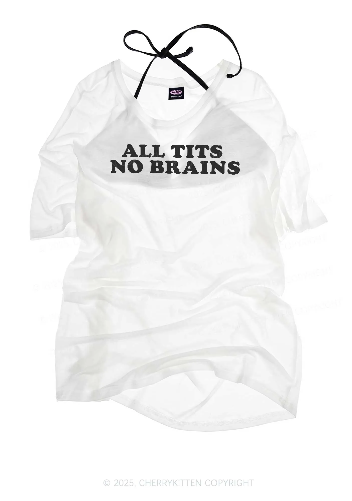 All Txts No Brains Y2K Sheer Boyfriend Tee Cherrykitten