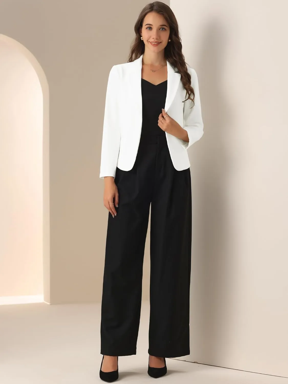 Allegra K Business Blazer for Women's Work Office Open Front Casual Dressy Suit Jackets