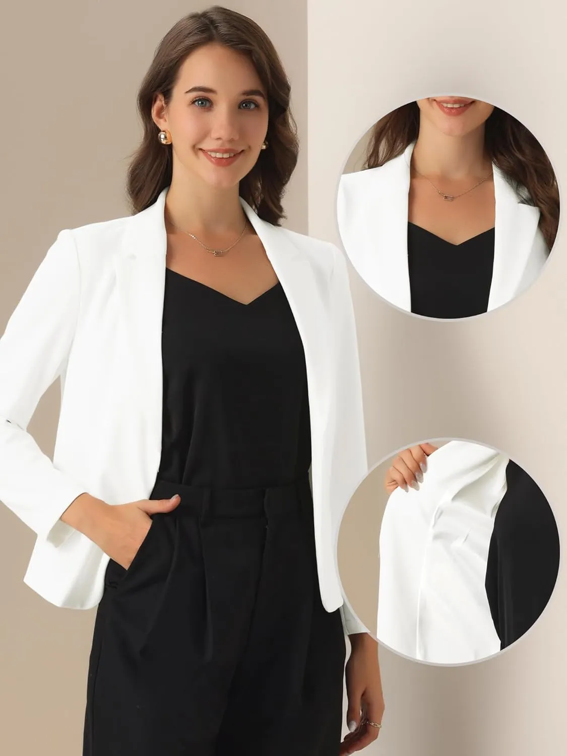 Allegra K Business Blazer for Women's Work Office Open Front Casual Dressy Suit Jackets