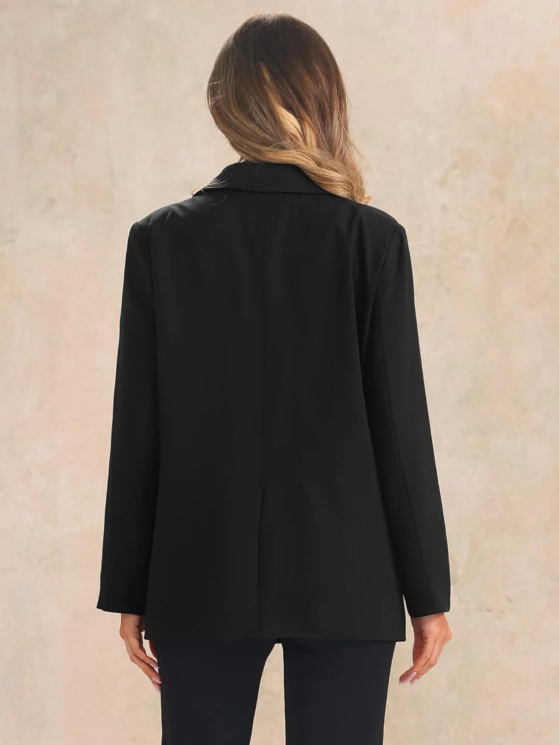 Allegra K Casual Blazers for Women's Open Front Long Sleeve Work Office Jackets Blazer with Pockets