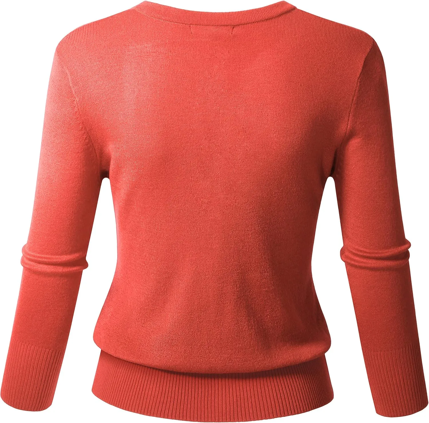 Allsense Womens Button Down 3/4 Sleeve Crew Neck Knit Cardigan Lightweight Soft Sweater