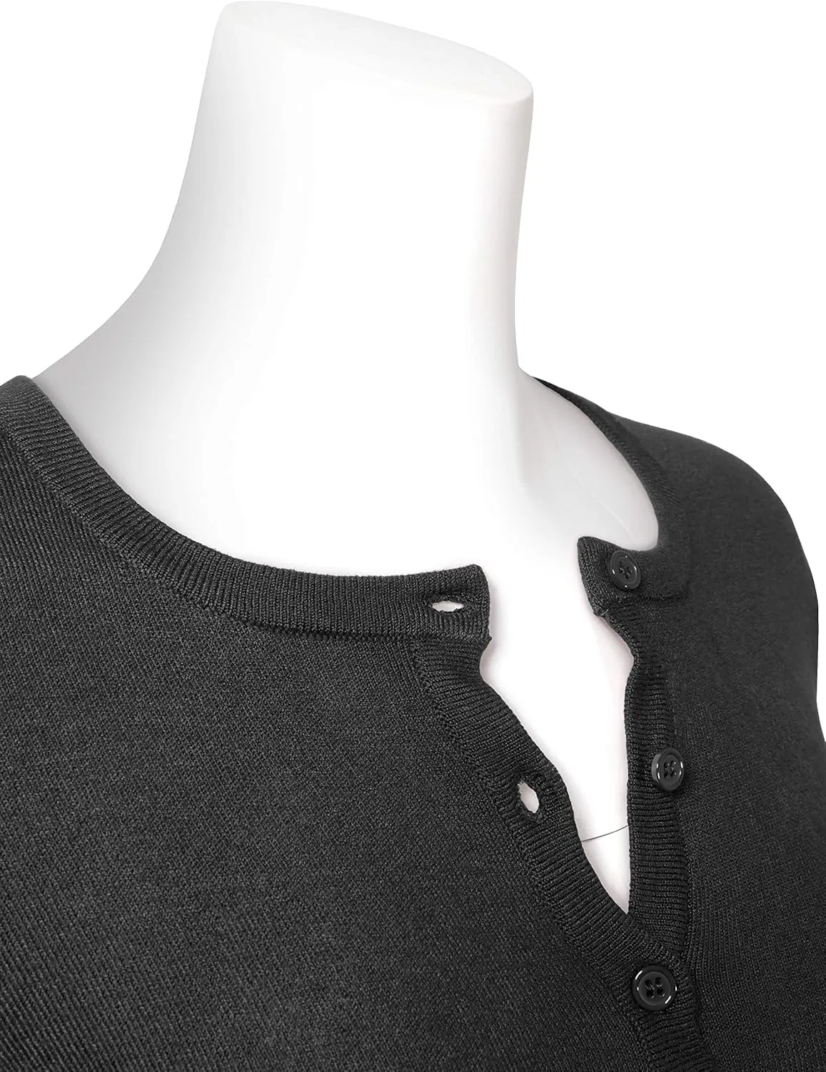 Allsense Womens Button Down 3/4 Sleeve Crew Neck Knit Cardigan Lightweight Soft Sweater