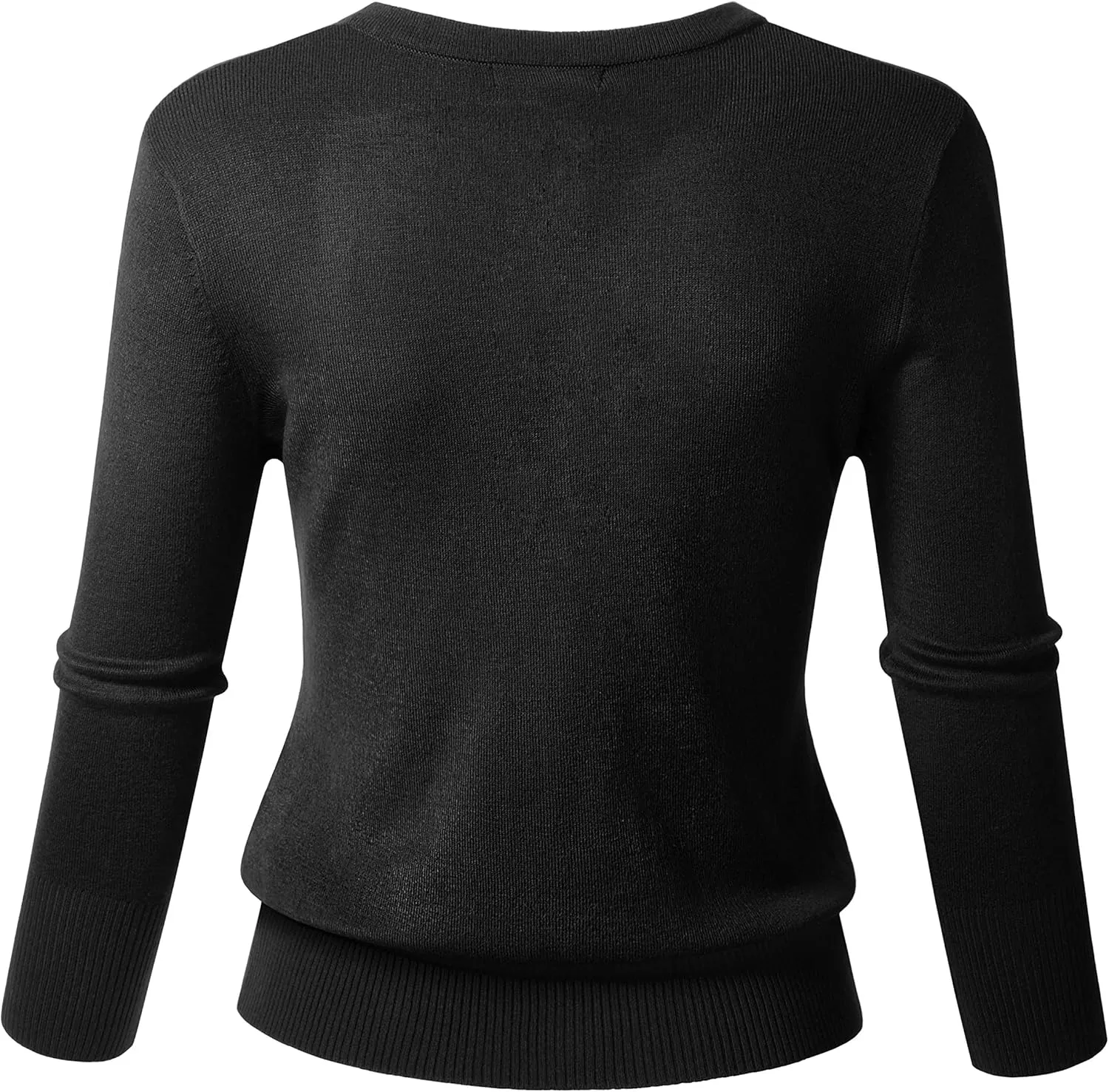 Allsense Womens Button Down 3/4 Sleeve Crew Neck Knit Cardigan Lightweight Soft Sweater