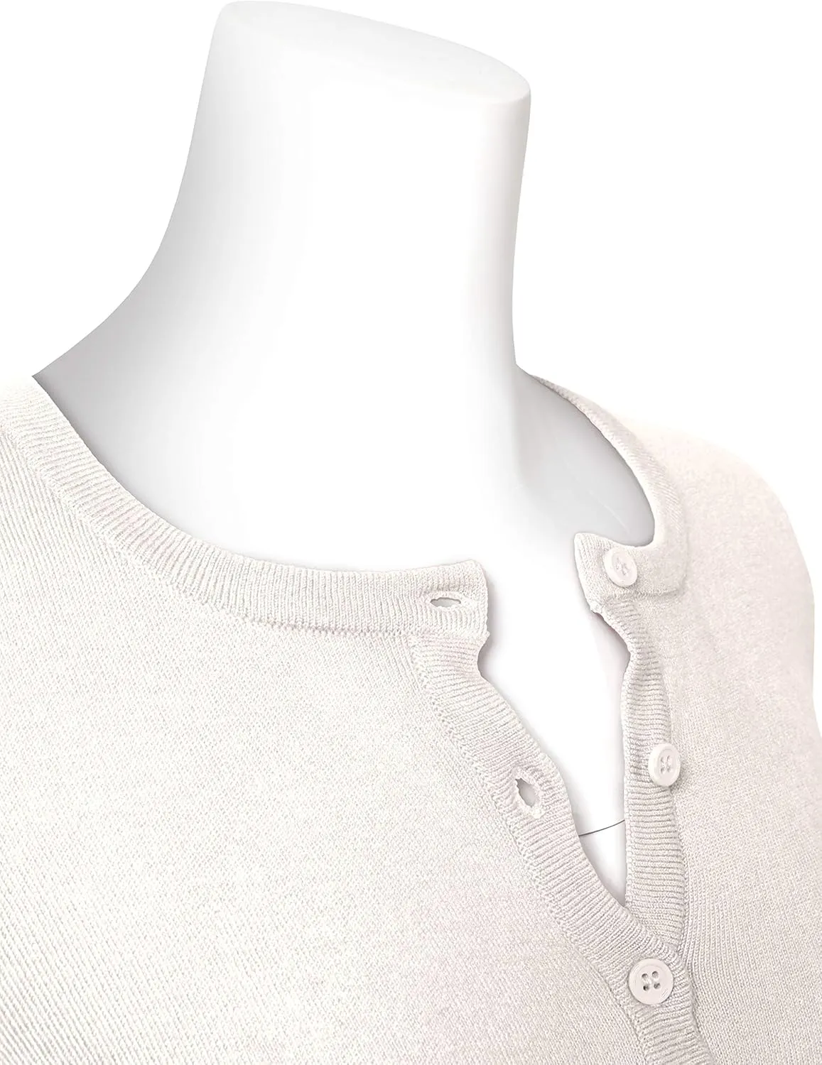 Allsense Womens Button Down 3/4 Sleeve Crew Neck Knit Cardigan Lightweight Soft Sweater