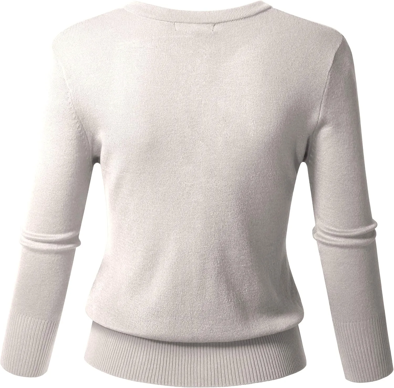 Allsense Womens Button Down 3/4 Sleeve Crew Neck Knit Cardigan Lightweight Soft Sweater