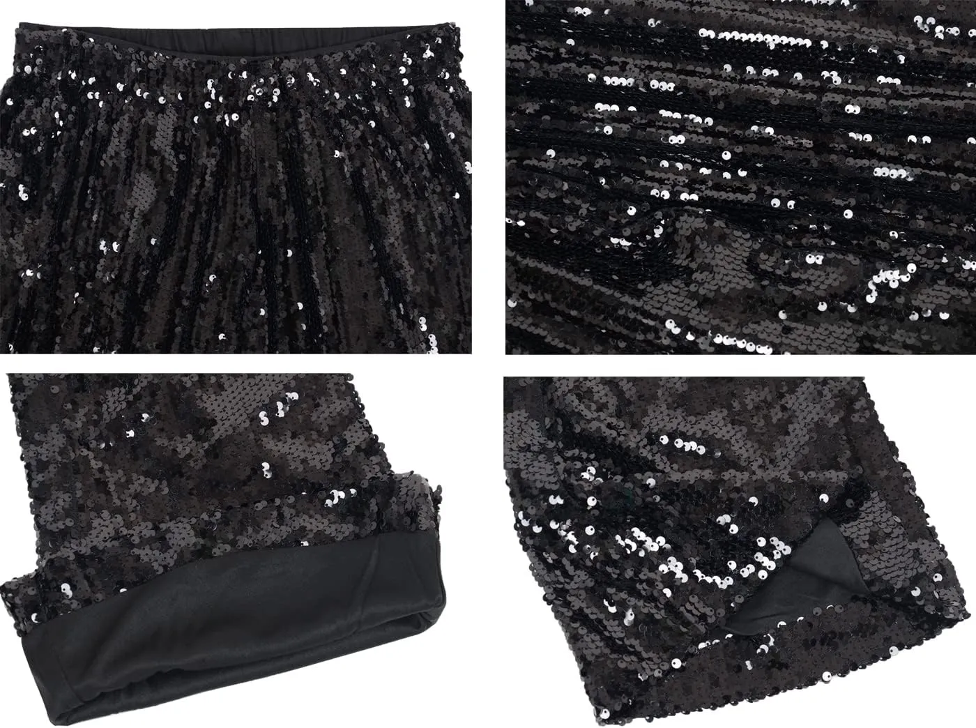 Anna-Kaci Women's Elastic Waist Sparkly Sequin 70's Disco Wide Leg Flare Palazzo Pants