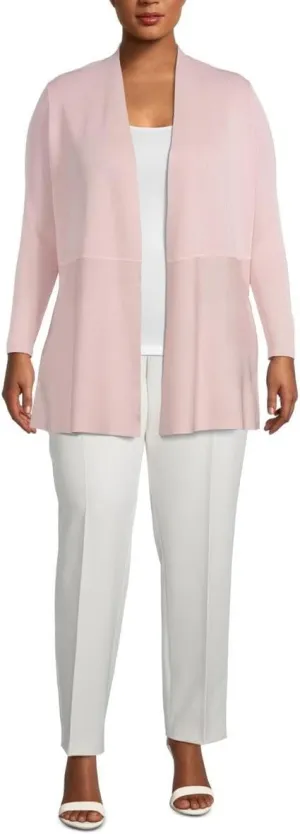 Anne Klein Womens Plus Open Front Lightweight Duster Sweater Pink 2X