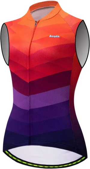 Aogda Cycling Jerseys Women Bike Shirts Team Biking Sleeveless Tops Bicycle Vests Clothing