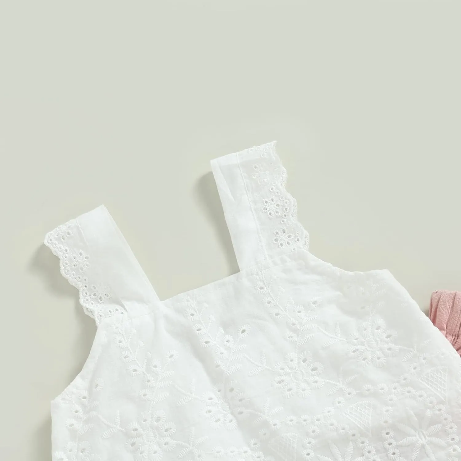 Aopwsrlyi Kids Baby Girls Summer Cotton Linen Outfit Sleeveless Lace Tank Tops Bell-bottom Wide Leg Pants Set