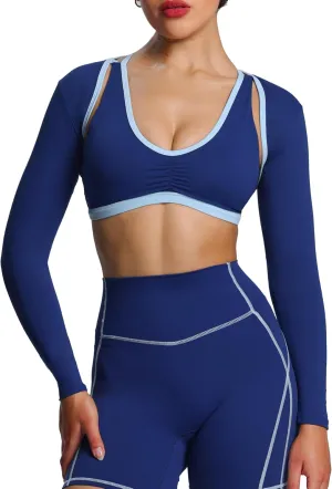 Aoxjox Women's Long Sleeve Open Front Lexi Lined Bolero Shrug Crop Top Cardigan